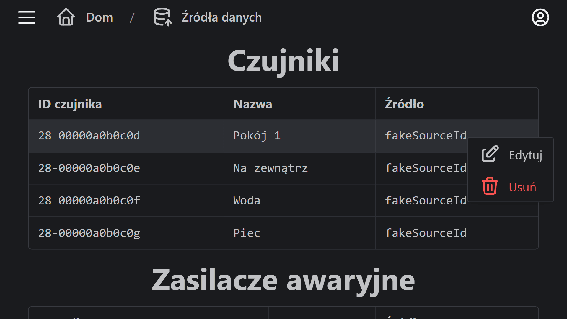 screenshot of sensor editing page on a phone